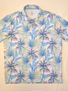 SCALES "Blue/Yellow/Purple - Tropical" Men's XL Polo Golf Shirt.